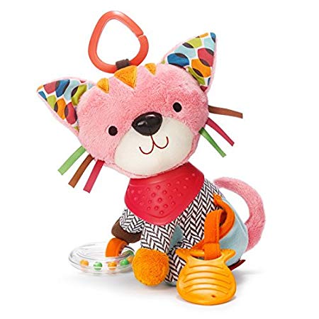 Bandana Buddies Baby Activity and Teething Toy with Multi-Sensory Rattle and Textures, Kitty