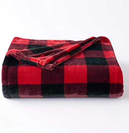The Big One Oversized Plush Throw 2019 (Red Buffalo Check) - 5ft x 6ft Super Soft and Cozy Micro-Fleece Blanket for Couch or Bedroom