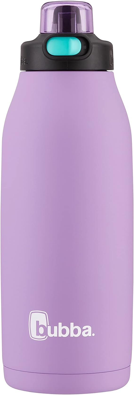 Bubba Radiant Vacuum-Insulated Stainless Steel Water Bottle with Leak-Proof Lid and Straw, Rubberized Water Bottle with Push-Button Straw Lid, Keeps Drinks Cold up to 12 Hours, 40oz Dark Lavender