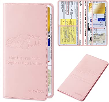 TILDOSAC Car Registration & Insurance Card Holder：Auto Glove Box Organizer Document Wallet Leather Manual Folder Vehicle Compartment License Case Truck Accessories for Women Men