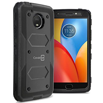 Moto E4 Plus Case (USA Version Only), CoverON Tank Series Full Body Front and Back Heavy Duty Hard Protective Phone Cover - Black