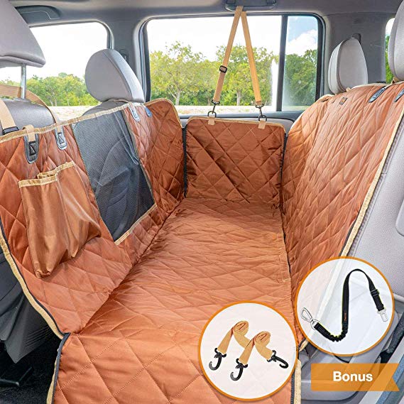 iBuddy Dog Car Seat Covers for Back Seat Cars/Trucks/SUV, Waterproof Dog Car Hammock Mesh Window Side Flaps, Durable Anti-Scratch Machine Washable Pet Car Seat Cover