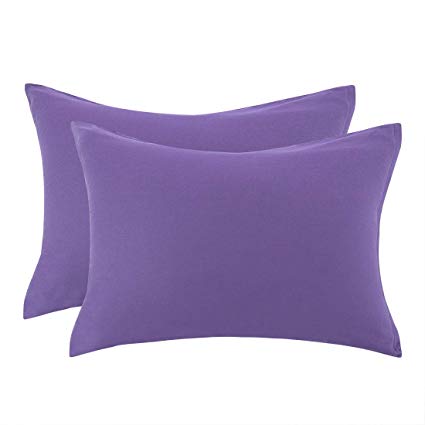 uxcell Zippered Standard Pillow Cases Pillowcases Covers Protectors, Egyptian Cotton 300 Thread Count, 20 x 26 Inch, Purple, Set of 2