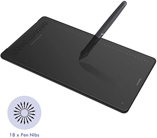 HUION H1161 Graphic Drawing Tablet, 2019 NEW Version Full laminated Drawing Pad with Touch Strip, Battery-free Pen with±60°Tilt, 266PPS, H1161 Graphic Tablet Supports PC & Android Devices