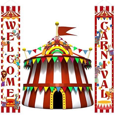Carnival Decoration Porch Sign Carnival Circus Birthday Party Welcome Banner Decoration Set Circus Carnival Banner Carnival Party Supply Decor Home Decorations
