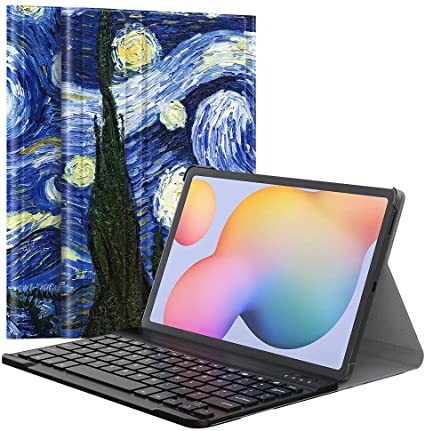 MoKo Keyboard Case Compatible with Galaxy Tab S6 Lite 2020, PU Tablet Cover Shell Case with Removable Wireless Keyboard Fit Samsung Galaxy Tab S6 Lite 10.4 2020 SM-P610/P615, Starry Night