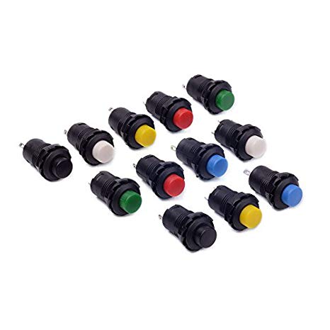 Cylewet 12Pcs 12mm SPST No Reset Switch Push Button Switch (Pack of 12) CYT1092