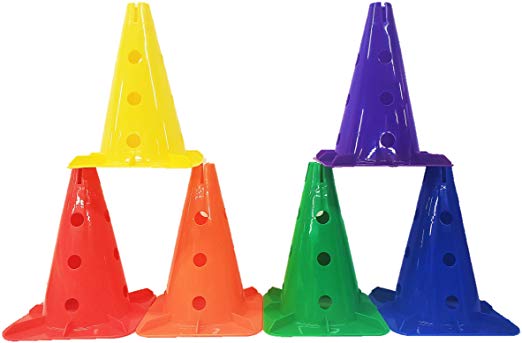 The Zone Adjustable Slotted Cone Hurdle Set with Connector Poles - 6 Color Set.