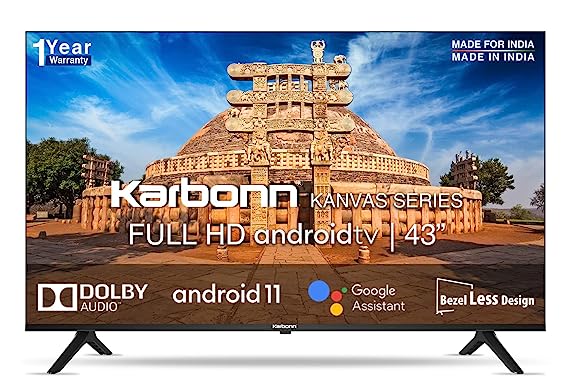 Karbonn 109 cm (43 inches) Kanvas Series Full HD Smart Android IPS LED TV KJS43ASFHD (Black)