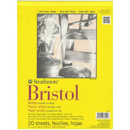 Strathmore Bristol Smooth Paper Pad, 9 by 12-Inch, 20 Sheets