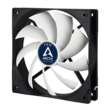 ARCTIC F12 TC - 120 mm Case Fan with Temperature Control, Very quiet motor, Computer, Fan Speed: 300-1350 RPM - Black/White
