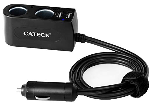 Cateck USB Car Charger with 4.8A 2-Port and 2-Socket Cigarette Lighter Power Adapter