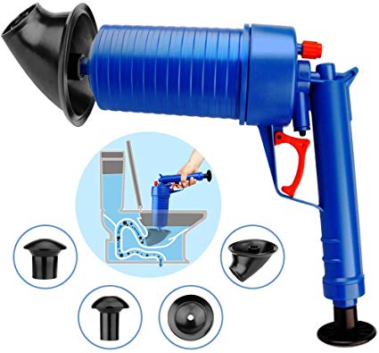 Drain Clog Remover, Toilet Plunger Pressure Pump Cleaner, High Pressure Plunger Opener Cleaner Pump Bath Toilets, Bathroom, Shower, Kitchen Clogged Pipe Bathtub (Blue2020)