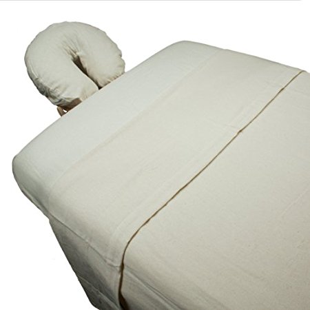 Body Linen 3 Piece Flannel Massage Sheet Set, Natural