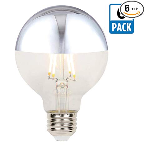 Westinghouse Lighting 5169020 4.5 (40-Watt Equivalent) G25 Dimmable Half Chrome Filament, Medium Base (6 Pack) LED Light Bulbs, 1/2