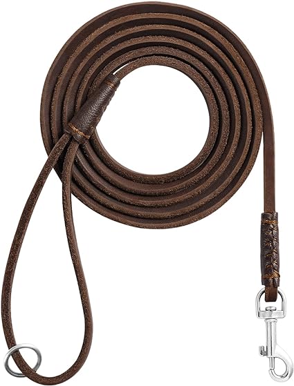Wellbro Genuine Leather Dog Leash, 6Ft Super Thin and Lightweight Dog Leash, Soft and Slim Pet Leashes for Puppies and Cats Less Than 15lb