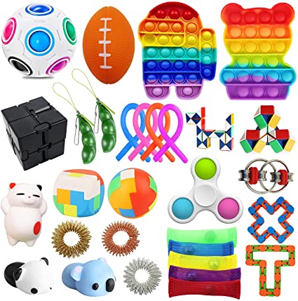 Bestek 30 Pcs Sensory Fidget Toys Set, Stress Relief and Anti-Anxiety Tools Bundle Toys Assortment,Stocking Stuffers for Kids Adults,Party Favors Carnival Prize Classroom Rewards Bag Fillers