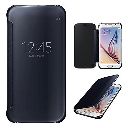 Connect Zone® Luxury Mirror Smart Clear View Flip Hard Back Case For Samsung Galaxy S8 Plus (SM-G955) - Black