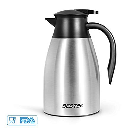 BESTEK Stainless Steel Thermal Coffee Carafe- Double Walled Vacuum Thermos, 51 oz