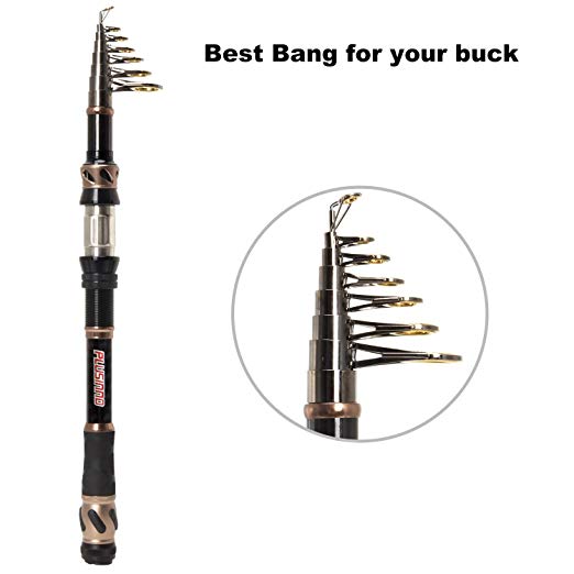 PLUSINNO Fishing Rod Reel Combos - Carbon Fiber Telescopic Fishing Pole - Spinning Reel 12  1 Shielded Bearings Stainless Steel BB