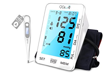QQCute Accurate Blood Pressure Monitor with Large Cuff, 5.5-inch LCD Touchscreen Display, Electronic Upper Arm Blood Pressure Machine Portable for Home Use