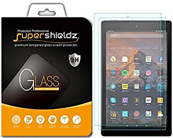 [2-Pack] Supershieldz for All-New Fire HD 10 Tablet 10.1" Tempered Glass Screen Protector, (7th Generation - 2017 release) Anti-Scratch, Anti-Fingerprint, Bubble Free, Lifetime Replacement Warranty