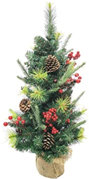 Leaflai Christmas Tree Artificial Small Green, Xmas Pine Tree Decorations Holiday, Table Top Christmas Tree Mini 2 Feet/24 Inch