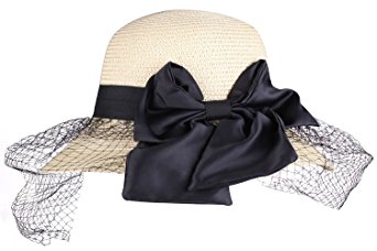 Ladies Beach Floppy Hat Wide Brim Summer Straw Sun Hats for Women with Hard Yarn