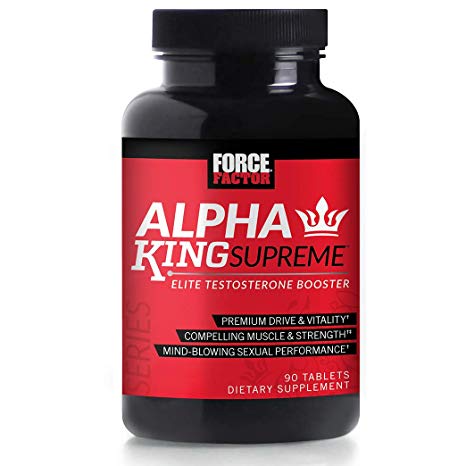 Alpha King Supreme Testosterone Booster w/AlphaFen to Increase Drive & Vitality, Improve Performance, and Build Muscle & Strength, Force Factor, 90ct