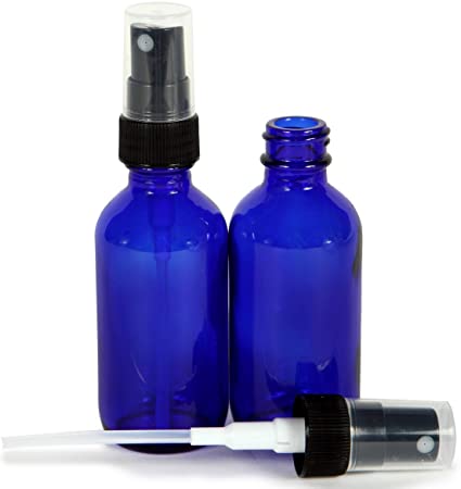 Vivaplex, Cobalt Blue, 1 oz Glass Bottles, with Black Fine Mist Sprayers - 2 pack