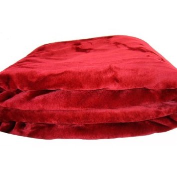 Sara Solid Mink Bed Blanket QueenFull Burgundy