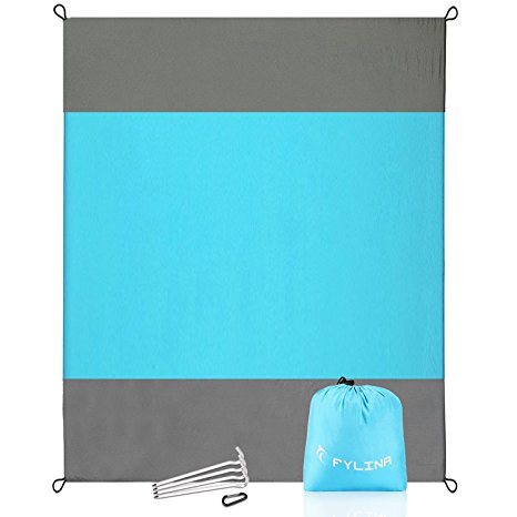 FYLINA Beach Blanket 7' X 9' Oversized Sand Free Mat Picnic Blanket With Durable Lightweight(1.12Lb) Fabric Nylon Materials For Travel ,Hiking ,Camping ,Park and Festival Outdoor Blanket