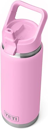 YETI Rambler 26 oz Bottle, Vacuum Insulated, Stainless Steel with Straw Cap, Power Pink