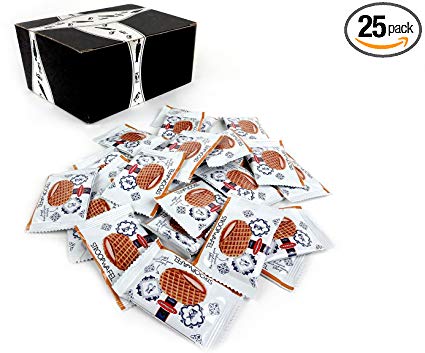 Daelmans Bite Size Caramel Stroopwafels, 0.28 oz Packages in a BlackTie Box (Pack of 25)