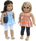 7 Pc Casual Outfit Set Fits 18 Inch Doll Clothes Includes - 2 Pants 2 Tops Headband and Pocketbook