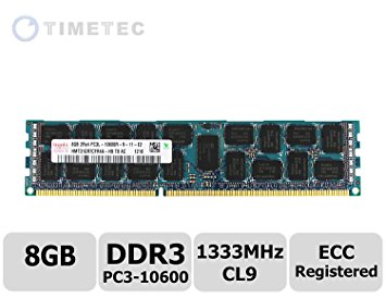Timetec Hynix IC 8GB DDR3L 1333MHz PC3-10600 Registered ECC 1.35V CL9 2Rx4 Dual Rank 240 Pin RDIMM Server Memory Ram Module Upgrade (HMT31GR7EFR4A-H9)