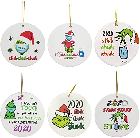 Grinch Christmas Ornaments for Christmas Decorations Christmas Tree,2020 Stink Stank Stunk Mask Ornament,2020 Sucked Christmas Ornament Gift for Family Friends