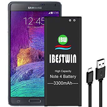 Note 4 Battery IBESTWIN 3300mAh Replacement Battery for Samsung Galaxy Note 4 N910, N910V(Verizon), N910A(AT&T), N910T(T-Mobile), N910P(Sprint), N910R4(US Cellular), N910U 4G LTE [3 Years Warranty]