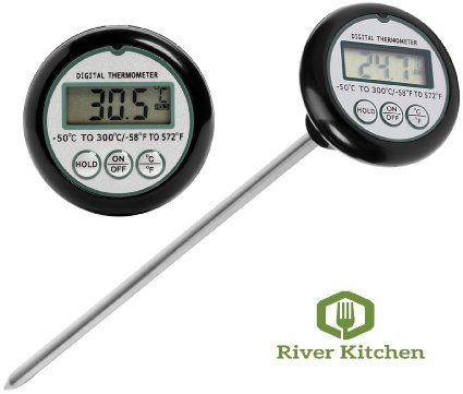 Digital Thermometer - 8" Probe Instant Read, Fast and Accurate Meat, Candy and Milk Thermometer