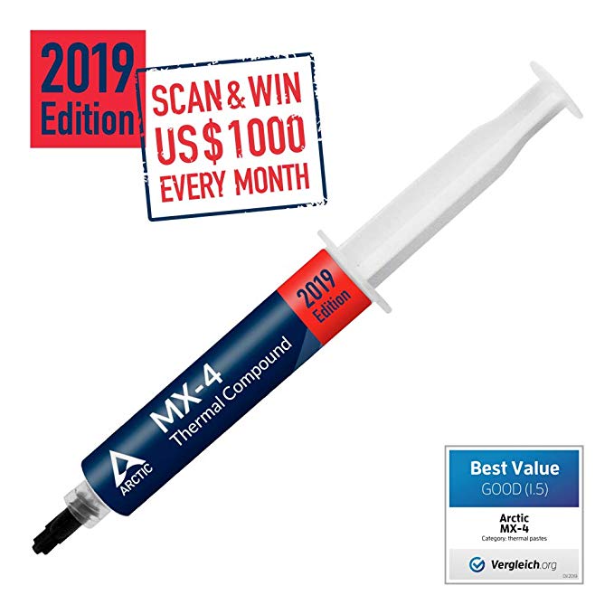 ARCTIC MX-4 2019 Edition - Thermal Compound Paste - Carbon Based High Performance - Heatsink Paste - Thermal Compound CPU for All Coolers, Thermal Interface Material - High Durability - 45 Grams