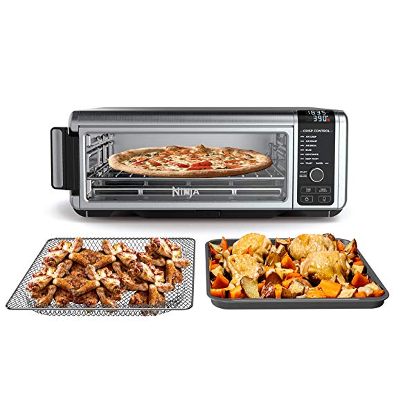 Ninja Foodi Digital Air Fry Oven, Convection Oven, Toaster, Air Fryer, Flip-Away for Storage, 1800 Watts, Stainless Steel, SP101C, Silver