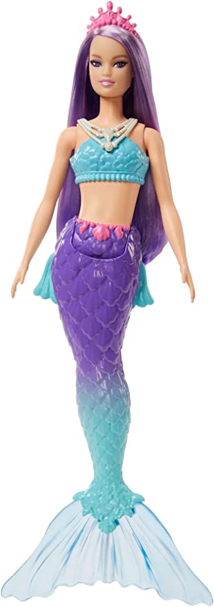 Barbie Dreamtopia Mermaid Doll (Purple Hair) with Blue & Purple Ombre Mermaid Tail and Tiara, Toy for Kids Ages 3 Years Old and Up