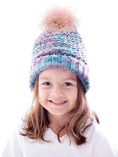 Simplicity Toddler Winter Cable Knit Pom Pom Beanie Hat for Kids