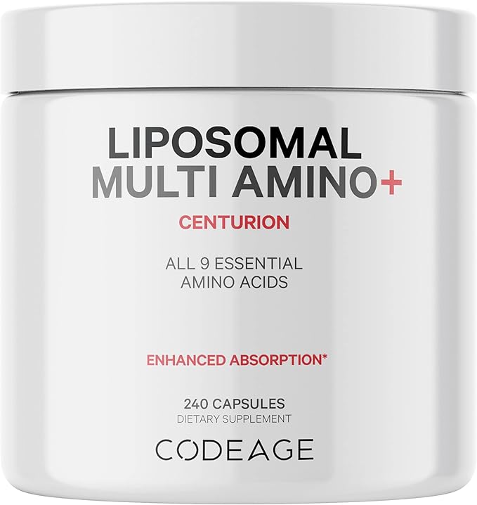 Codeage Multi Amino  BCAA & EAA Supplement, All 9 Essential Amino Acids, Free-Form Branched-Chain Amino Acid, Sport Pre & Post Workout, Muscles Recovery, Liposomal for Absorption, Vegan, 240 Capsules