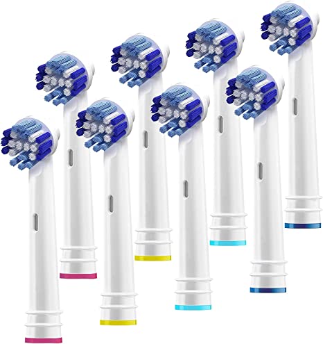 Replacement Brush Heads Compatible With OralB Braun- Pack of 8 Professional Electric Toothbrush Heads- Precision Refills for Oral-b 7000, Clean, Oral B Pro 1000, 9600, 500, 3000, 8000, Vitality Plus!