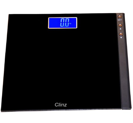 Clinz Digital Weight Scale w/ Memory up to 5 Users, LCD Display, Easy "Step-On" Technology, 400lb/180kg Capacity- Black