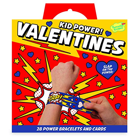 Peaceable Kingdom Kid Power Bracelet Valentines - 28 Card Pack