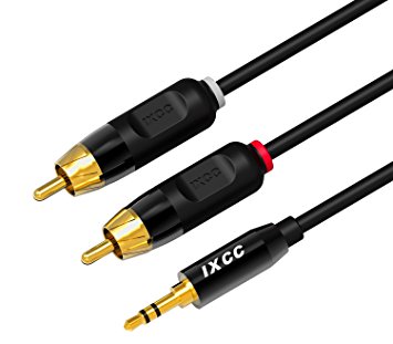 Extra Long RCA Cable, iXCC 25ft Dual Shielded Gold-Plated 3.5mm Male to 2RCA Male Stereo Audio Y Cable