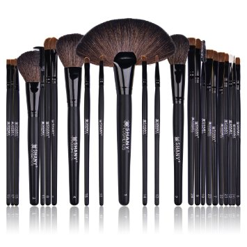 SHANY Studio Quality Natural Cosmetic Brush Set with Leather Pouch, 24 Count