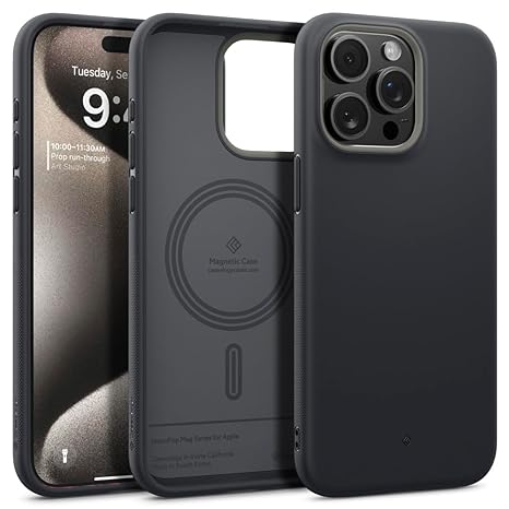 CASEOLOGY by Spigen Nano Pop Mag Back Cover Case Compatible with iPhone 15 Pro Max Case (TPU and Polycarbonate | Black Sesame)